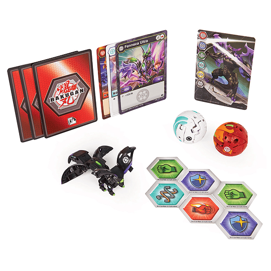 Bakugan Geogan Rising Darkus Fenneca Ultra, Crustillion y Nillious