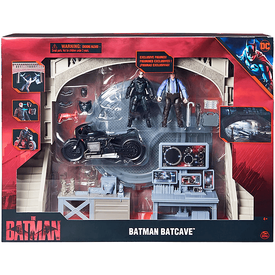 Batcave de Batman con figuras de Batman y pingüino