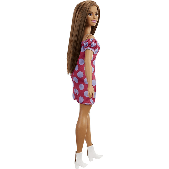  Barbie Fashionista Muñeca curvy vitiligo con vestido de lunares 