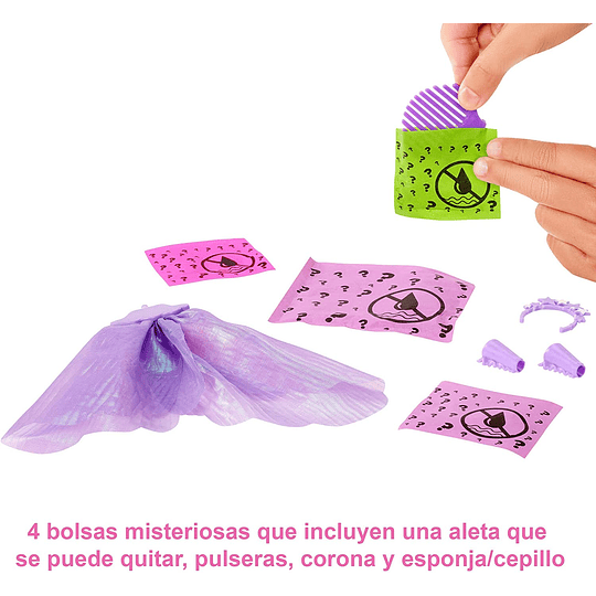  Barbie Muñeca Sirena Color Reveal - Serie Sirenas Arcoíris - 7 Sorpresas