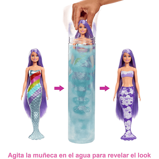  Barbie Muñeca Sirena Color Reveal - Serie Sirenas Arcoíris - 7 Sorpresas