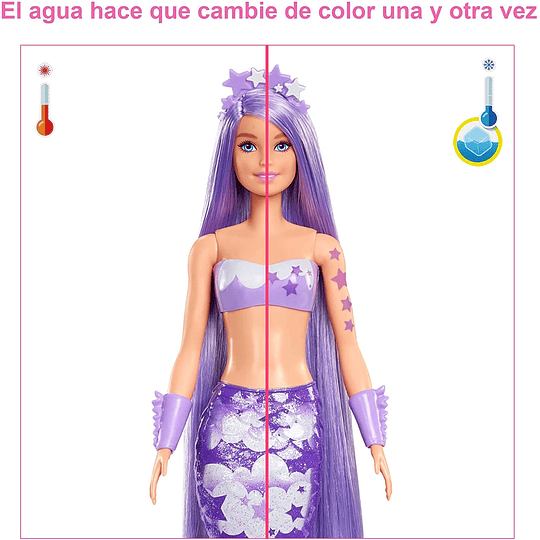  Barbie Muñeca Sirena Color Reveal - Serie Sirenas Arcoíris - 7 Sorpresas