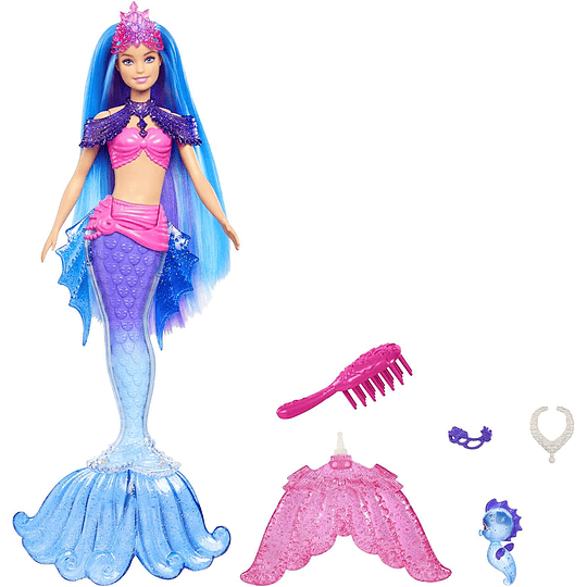 Barbie Mermaid Power Malibu Muñeca sirena con pelo azul, cola fantasía