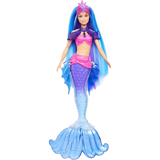 Barbie Mermaid Power Malibu Muñeca sirena con pelo azul, cola fantasía