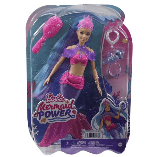 Barbie Mermaid Power Malibu Muñeca sirena con pelo azul, cola fantasía