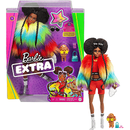 Barbie Extra 2 con un Look Brillante y cachorrito de Mascota, Multicolor