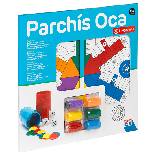 PARCHÍS 6 JUGADORES OCA 40 CM. + ACCESORIOS FALOMIR JUEGOS