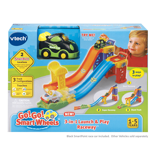 Pista de carreras de lanzamiento y juego 3 en 1 tut tut de Vtech