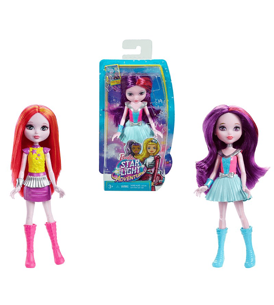  Barbie Star Light Adventure - Muñeca de tamaño pequeño para cabello rosado y amarillo