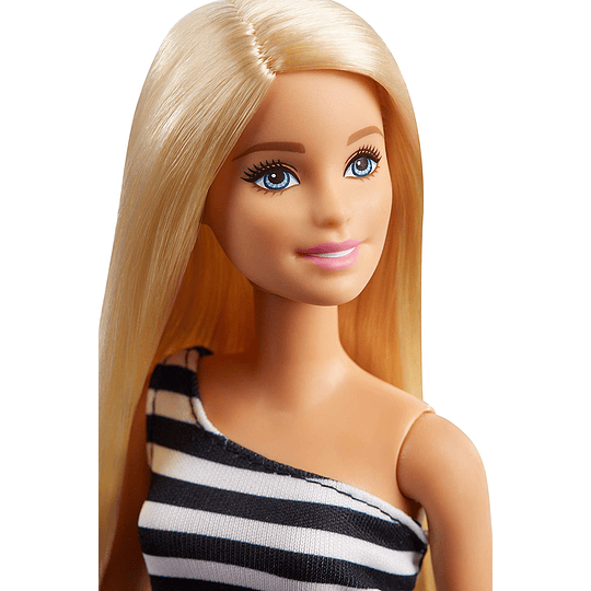  Barbie Fashionista rubia con vestido a rayas (Mattel )