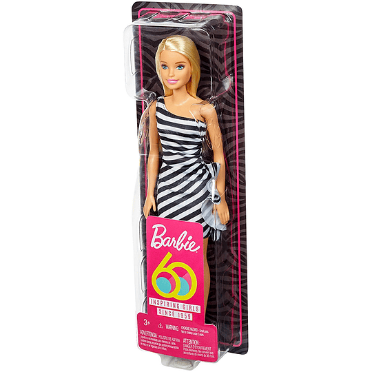  Barbie Fashionista rubia con vestido a rayas (Mattel )