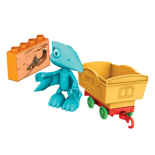 Megabloks- Dinosaurio Shiny con Vagoneta