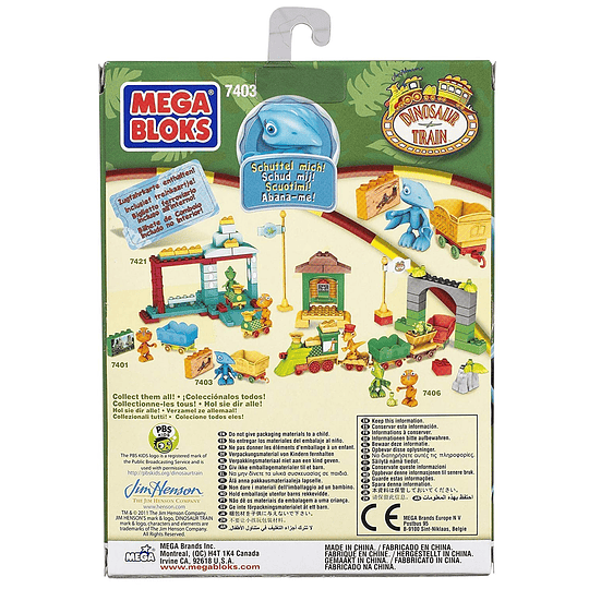 Megabloks- Dinosaurio Shiny con Vagoneta