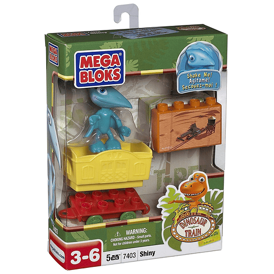 Megabloks- Dinosaurio Shiny con Vagoneta