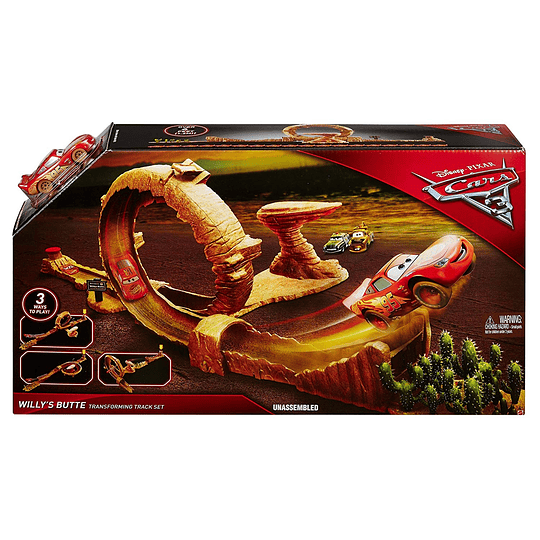  Cars - Pista de Coches Monte Willy 3 en 1 (Mattel)