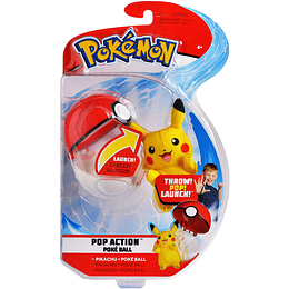 Pokemon - Pop Action Poké Lanzador de bolas, viene con el lanzamiento Pikachu Mini Peluche y PokeBall 