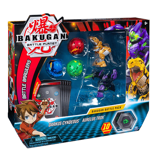 Bakugan, Darkus Cyndeous & Aurelus Trox, tarjetas coleccionables y criaturas de transformación