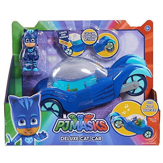  PJ Masks- Vehículo Deluxe gatauto y gatuno, Color Azul
