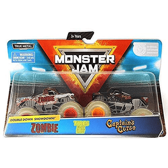 Monster Jam, oficial zombie vs. capitán cortina troquelado Monster camiones, escala 1:64, 2 unidades