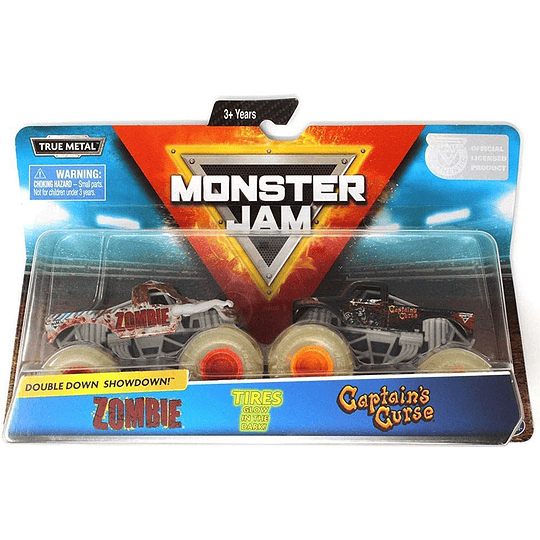 Monster Jam, oficial zombie vs. capitán cortina troquelado Monster camiones, escala 1:64, 2 unidades