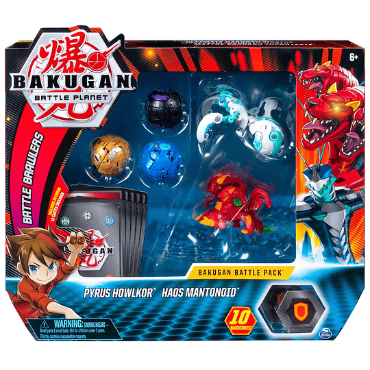  Bakugan, batalla, Pyrus Howlkor y Haos Mantonoid, tarjetas coleccionables 