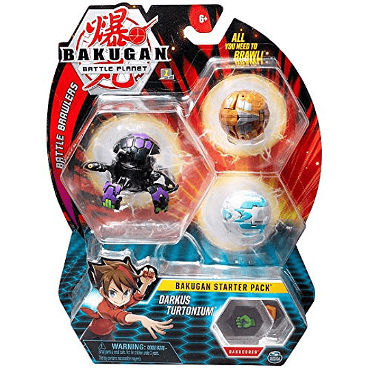 Bakugan Darkus Turtonium Starter Pack de 3 unidades