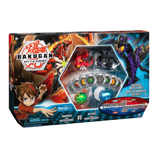 Bakugan, Battle Bundle con 4 Bakugan y Exclusive Mat Mat, Walmart Exclusive