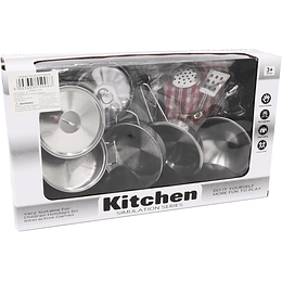 Ollas Metalicas acero inoxidable juguete de 11 piezas