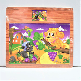 Rompecabeza de madera monos