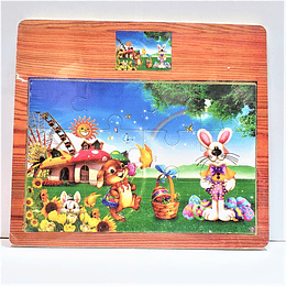 Rompecabeza de madera Conejos de Navidad 