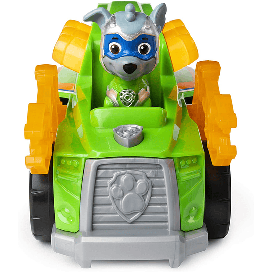 Paw Patrol Rocky Deluxe Vehicle Mighty Pups Super Paws vehículo de lujo con luces y sonidos