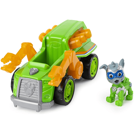 Paw Patrol Rocky Deluxe Vehicle Mighty Pups Super Paws vehículo de lujo con luces y sonidos