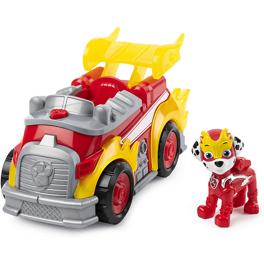 Paw Patrol Marshall Mighty Pups Super Paws vehículo de lujo con luces y sonidos
