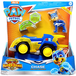  Paw Patrol Chase Mighty Pups Super Paws vehículo de lujo con luces y sonidos