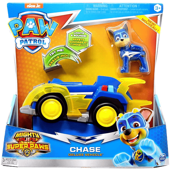  Paw Patrol Chase Mighty Pups Super Paws vehículo de lujo con luces y sonidos