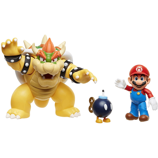 Bowser Vs Mario Diorama Super Mario Pack 3 Figuras
