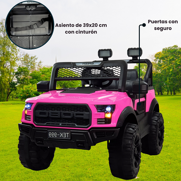 Camioneta a Batería Raptor Rosa 12V 4×4 4
