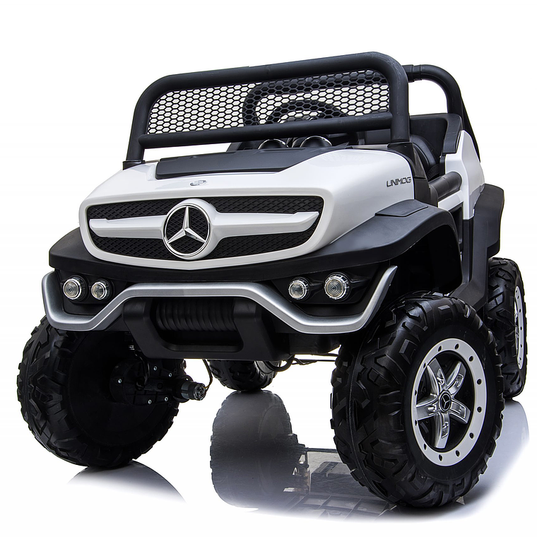 Buggy a Batería XXL 4×4 2 Asientos MERCEDES UNIMOG Pantalla Touch Ruedas goma- Blanco 2