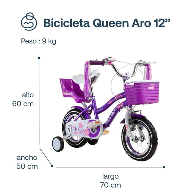 Bicicleta Infantil Queen Aro 12 Morada 2