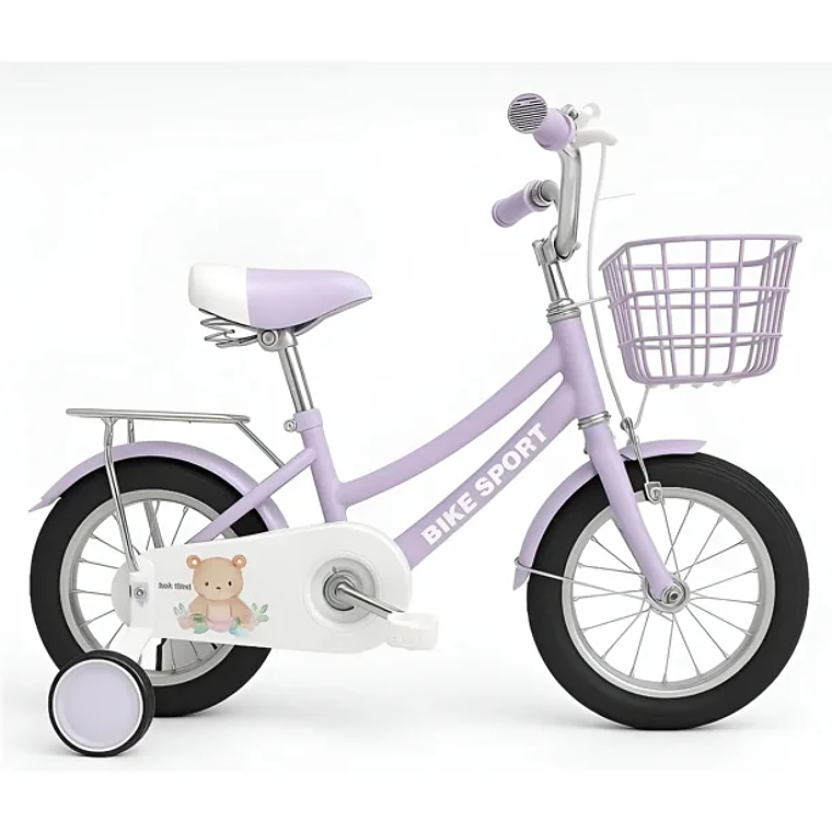 Bicicleta Aro 12 para Niñas de 2 a 4 Años con Canasto y Ruedas 1