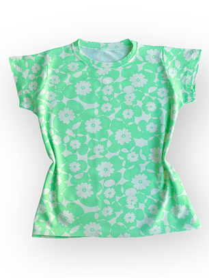 Polera Floripa (Twist Flowers) – Verde con Blanco