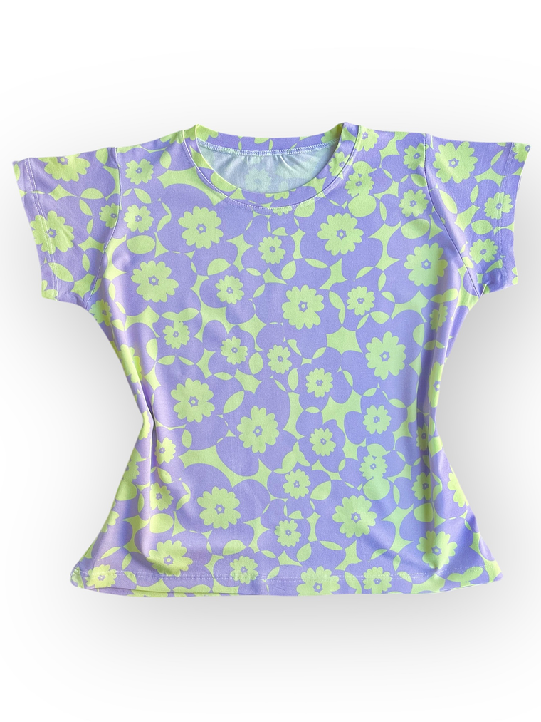 Polera Floripa (Twist Flowers) – Lila con Verde 1