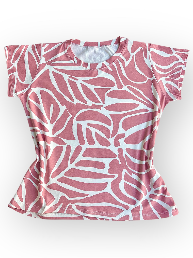 Polera Floripa – Rosado con Blanco 1