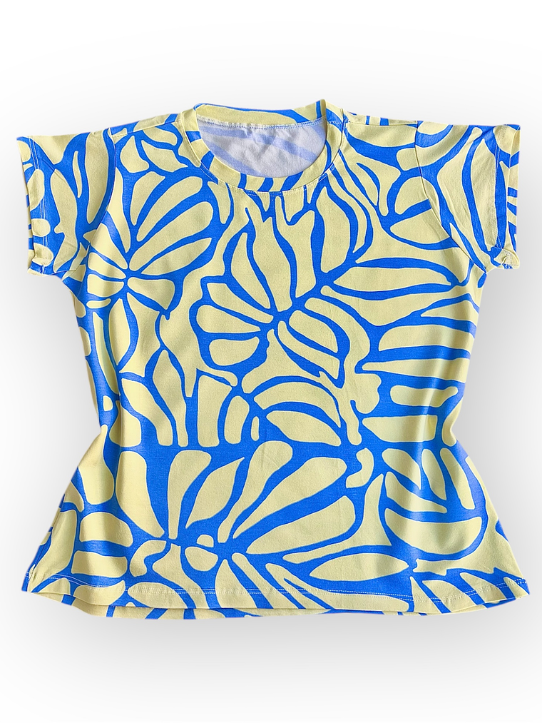 Polera Floripa – Amarillo con Azul 1
