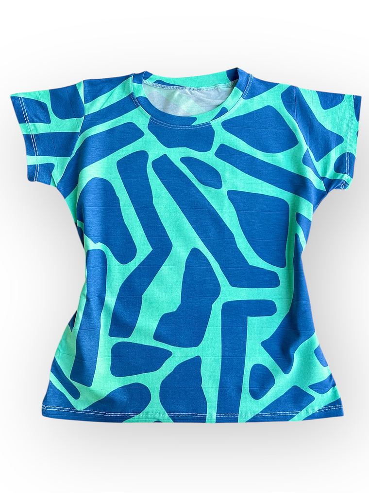 Polera Floripa (Exotic Jungle) – Verde Agua con Azul 1