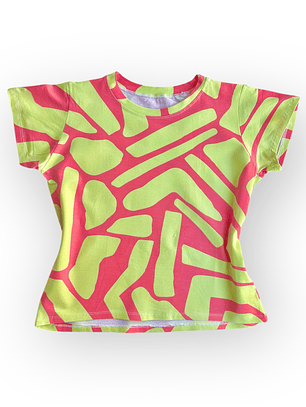 Polera Floripa (Exotic Jungle) – Verde Lima con Fucsia