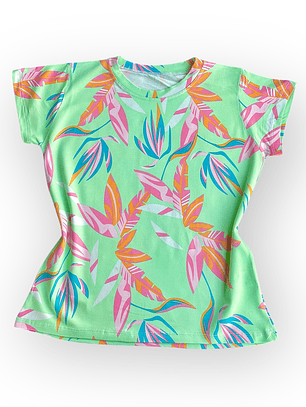 Polera Floripa (Amazonic Mist) – Verde Menta con Multicolor