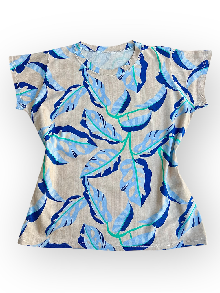 Polera Floripa (Amazonic Mist) – Arena con Azul, Celeste y Verde Agua 1
