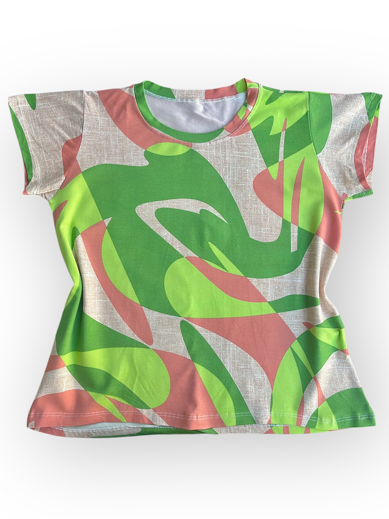 Polera Floripa (Amazonic Mist) – Verde con Arena y Palo Rosa 1