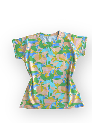Polera Floripa (Amazonic Mist) – Arena con Verde, Celeste y Lila